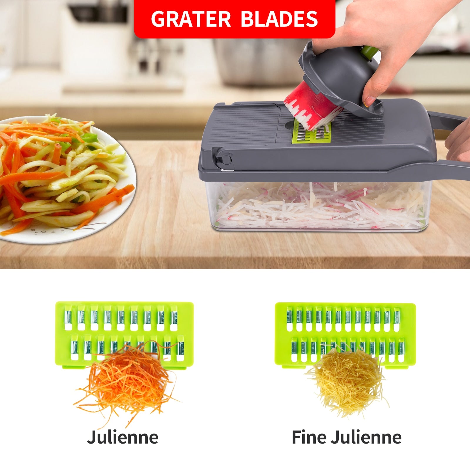12 in 1 Green Multifunctional Vegetable Slicer Cutter Hand Slicer Drain  Basket Kitchen Tool Home Gadgets – Blueheart