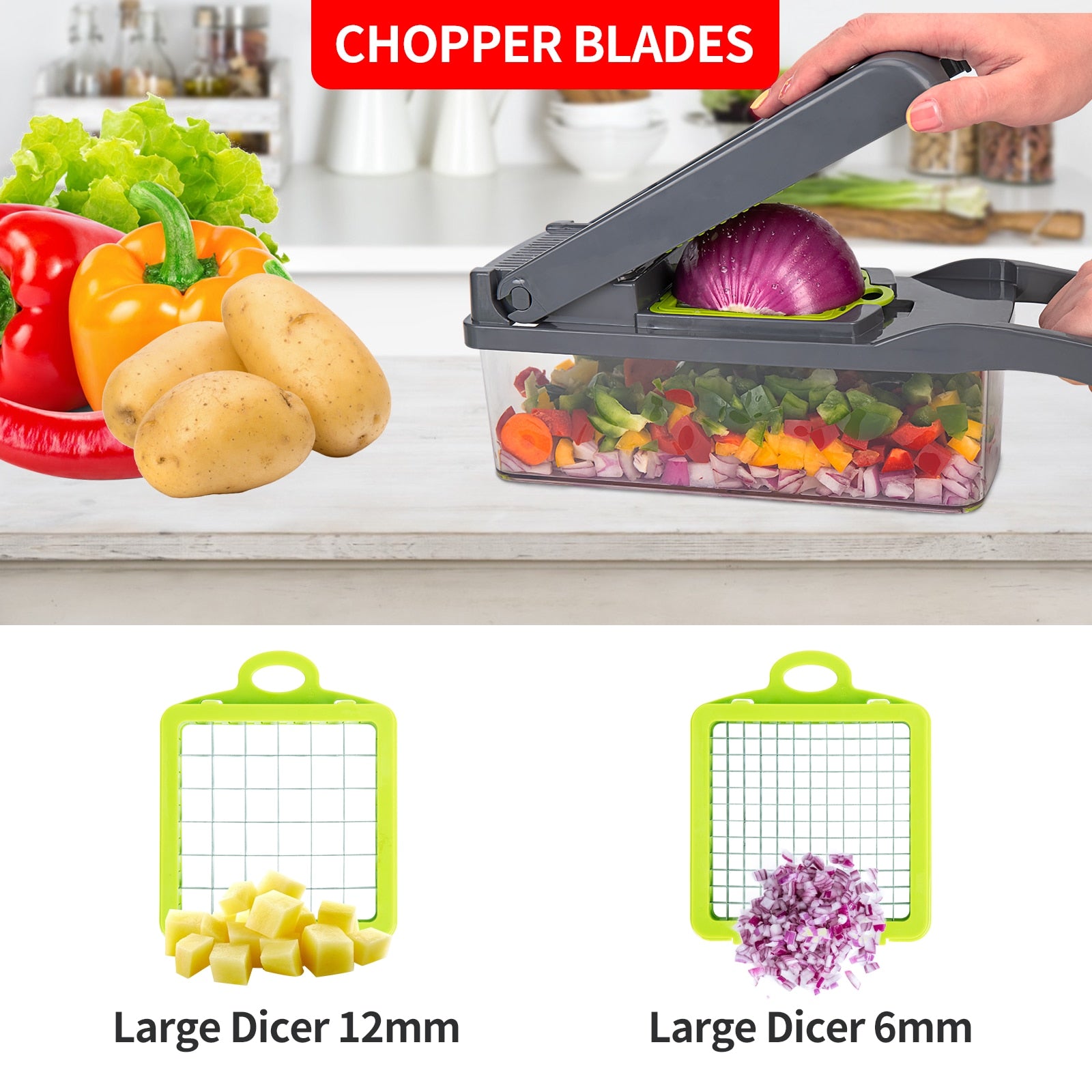 Multifunctional Vegetable Cutter Shredders Slicer With Basket